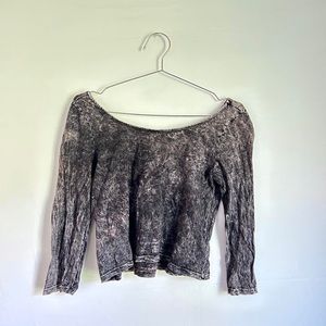 Gray acid wash crop top